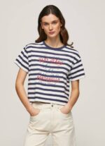 Pepe Jeans raidallinen printti t-paita naiset valtameri TB00450
