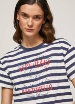 Pepe Jeans raidallinen printti t-paita naiset valtameri TB00450 - Image 3