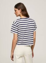 Pepe Jeans raidallinen printti t-paita naiset valtameri TB00450 - Image 4