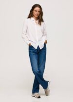 Pepe Jeans raidallinen puuvillavoile paita naiset pehmeä pinkki TB00323 - Image 2