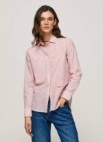 Pepe Jeans raidallinen puuvillavoile paita naiset studio punainen TB00348