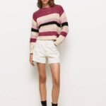 Pepe Jeans raidallinen pyöreäpääntie jersey naiset tumma poskipuna TB00262