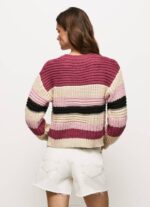Pepe Jeans raidallinen pyöreäpääntie jersey naiset tumma poskipuna TB00262 - Image 4