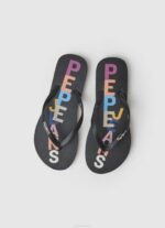Pepe Jeans rake kirjaimet ranta varvastossut naiset musta TB00697 - Image 2