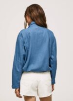 Pepe Jeans rennon istuvuuden pellavatakki naiset chambray TB00128 - Image 4