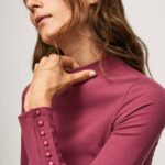 Pepe Jeans resori pitkähihainen t-paita naiset tumma poskipuna TB00393