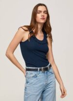 Pepe Jeans röyhelöinen kaula-aukkoinen t-paita naiset dulwich TB00441 - Image 3