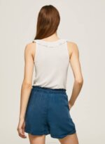 Pepe Jeans röyhelöinen kaula-aukkoinen t-paita naiset valkoinen TB00390 - Image 4