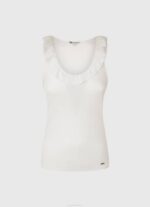 Pepe Jeans röyhelöinen kaula-aukkoinen t-paita naiset valkoinen TB00390 - Image 5