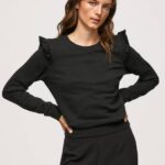 Pepe Jeans röyhelöinen puuvillapusero naiset musta TB00283