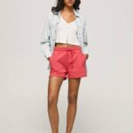 Pepe Jeans säädettävä vyötärö puuvillashortsit naiset studio punainen TB00516