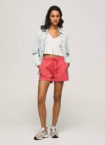 Pepe Jeans säädettävä vyötärö puuvillashortsit naiset studio punainen TB00516