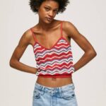 Pepe Jeans siksakprintti toppi naiset studio punainen TB00226