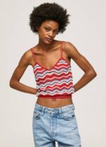 Pepe Jeans siksakprintti toppi naiset studio punainen TB00226