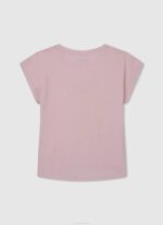 Pepe Jeans strassilogoinen puuvillainen t-paita tyttö pehmeä pinkki TB001431 - Image 2