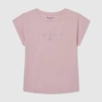 Pepe Jeans strassilogoinen puuvillainen t-paita tyttö pehmeä pinkki TB001431