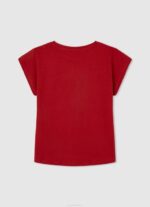 Pepe Jeans strassilogoinen puuvillainen t-paita tyttö studio punainen TB001450 - Image 2