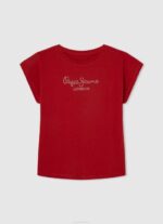 Pepe Jeans strassilogoinen puuvillainen t-paita tyttö studio punainen TB001450