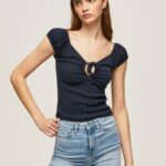 Pepe Jeans sweetheart-kaula-aukkoinen t-paita naiset dulwich TB00438