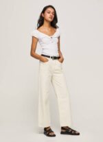 Pepe Jeans sweetheart-kaula-aukkoinen t-paita naiset valkoinen TB00462 - Image 2