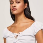Pepe Jeans sweetheart-kaula-aukkoinen t-paita naiset valkoinen TB00462
