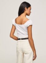 Pepe Jeans sweetheart-kaula-aukkoinen t-paita naiset valkoinen TB00462 - Image 4