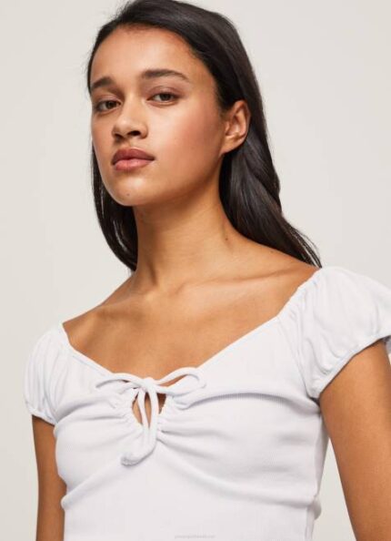 Pepe Jeans sweetheart-kaula-aukkoinen t-paita naiset valkoinen TB00462