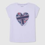 Pepe Jeans sydänkuvioinen t-paita tyttö valkoinen TB001426