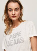 Pepe Jeans t-paita strassiprintillä logolla naiset valkoinen TB00451 - Image 3