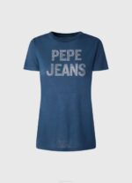 Pepe Jeans t-paita strassiprintillä logolla naiset valtameri TB00443 - Image 5
