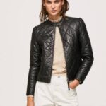 Pepe Jeans timanttimuotoinen nahkatakki naiset musta TB00140