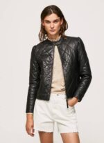 Pepe Jeans timanttimuotoinen nahkatakki naiset musta TB00140