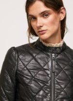 Pepe Jeans timanttimuotoinen nahkatakki naiset musta TB00140 - Image 3
