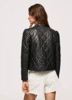 Pepe Jeans timanttimuotoinen nahkatakki naiset musta TB00140 - Image 4