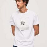 Pepe Jeans Union Jack flag puuvillainen t-paita miehet valkoinen TB00945