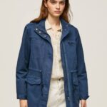 Pepe Jeans union jack print puuvillaparka naiset valtameri TB00127