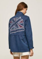 Pepe Jeans union jack print puuvillaparka naiset valtameri TB00127 - Image 3