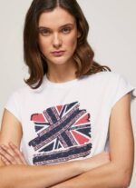 Pepe Jeans Union Jack -printti t-paita naiset valkoinen TB00415 - Image 3