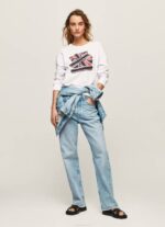 Pepe Jeans Union Jack -puuvillapusero naiset valkoinen TB00266 - Image 2