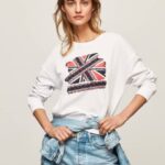Pepe Jeans Union Jack -puuvillapusero naiset valkoinen TB00266