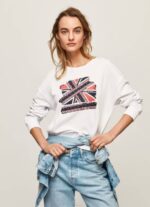 Pepe Jeans Union Jack -puuvillapusero naiset valkoinen TB00266