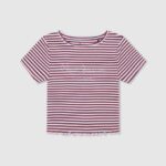 Pepe Jeans uurrettu raidallinen printti t-paita tyttö valtameri TB001466