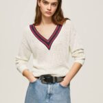 Pepe Jeans V-kaula-aukkoinen kreppipaita naiset valkoinen TB00228