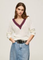 Pepe Jeans V-kaula-aukkoinen kreppipaita naiset valkoinen TB00228