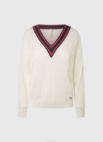 Pepe Jeans V-kaula-aukkoinen kreppipaita naiset valkoinen TB00228 - Image 5