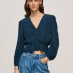 Pepe Jeans V-pääntie lyhennetty istuva toppi naiset dulwich TB00325