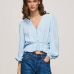 Pepe Jeans V-pääntie lyhennetty istuva toppi naiset lahti TB00326
