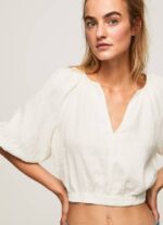 Pepe Jeans V-pääntie lyhennetty istuva toppi naiset mousse TB00354