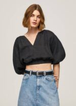 Pepe Jeans V-pääntie lyhennetty istuva toppi naiset musta TB00374