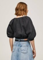 Pepe Jeans V-pääntie lyhennetty istuva toppi naiset musta TB00374 - Image 4